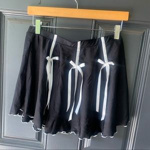 Dolls Kill Black Mini White Ribbon Skirt